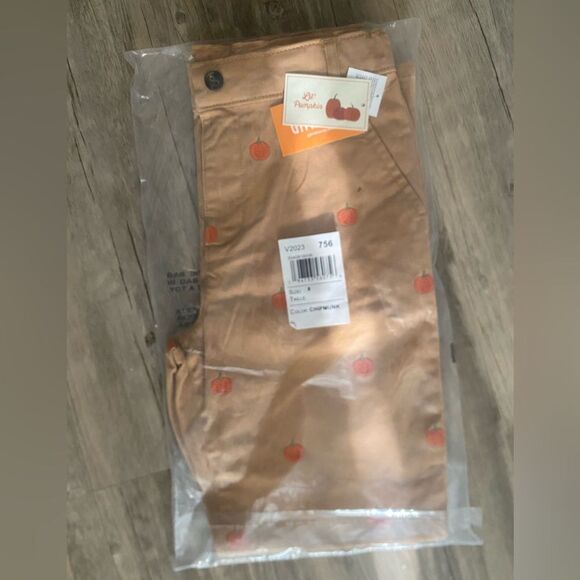 Gymboree Boys Allover Pumpkin Print Tan Twill Chino Fall Pants Size 8 - Picture 4 of 7